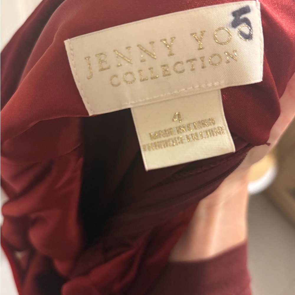 Anthropologie Jenny Yoo Logan Deep-V Velvet Column Gown Berry Size 4 NWT - Picture 7 of 7